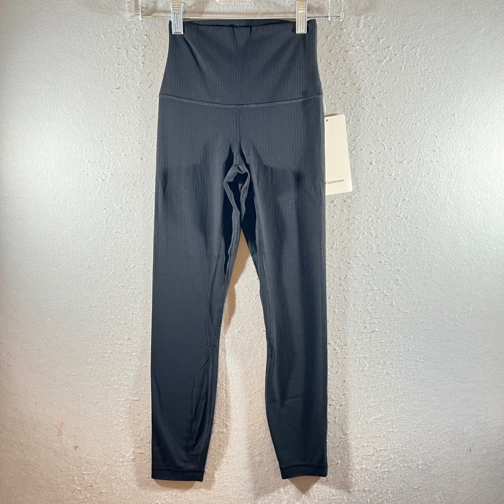 1105 | NWT lululemon Align Ribbed HR Pant 25" Black Womens Size‎ 2